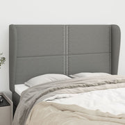 sengegavl med kanter 147x23x118/128 cm stof mørkegrå