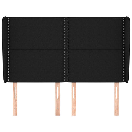 sengegavl med kanter 147x23x118/128 cm stof sort