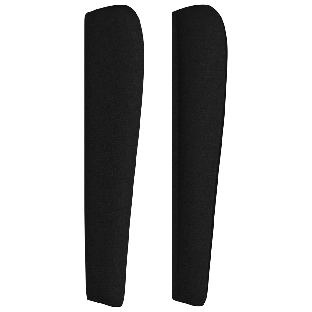 sengegavl med kanter 147x23x118/128 cm stof sort