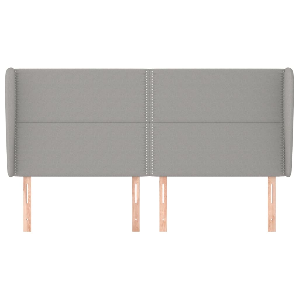 sengegavl med kanter 183x23x118/128 cm stof lysegrå
