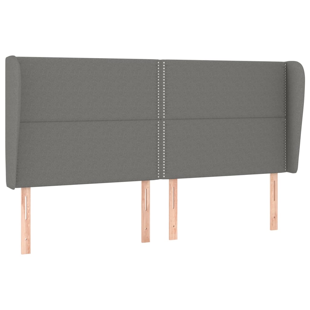 sengegavl med kanter 183x23x118/128 cm stof mørkegrå