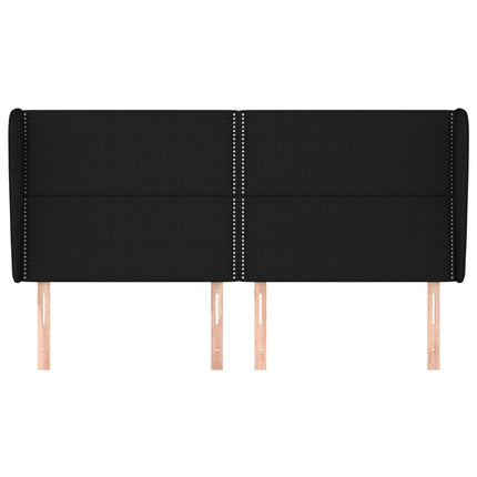 sengegavl med kanter 203x23x118/128 cm stof sort