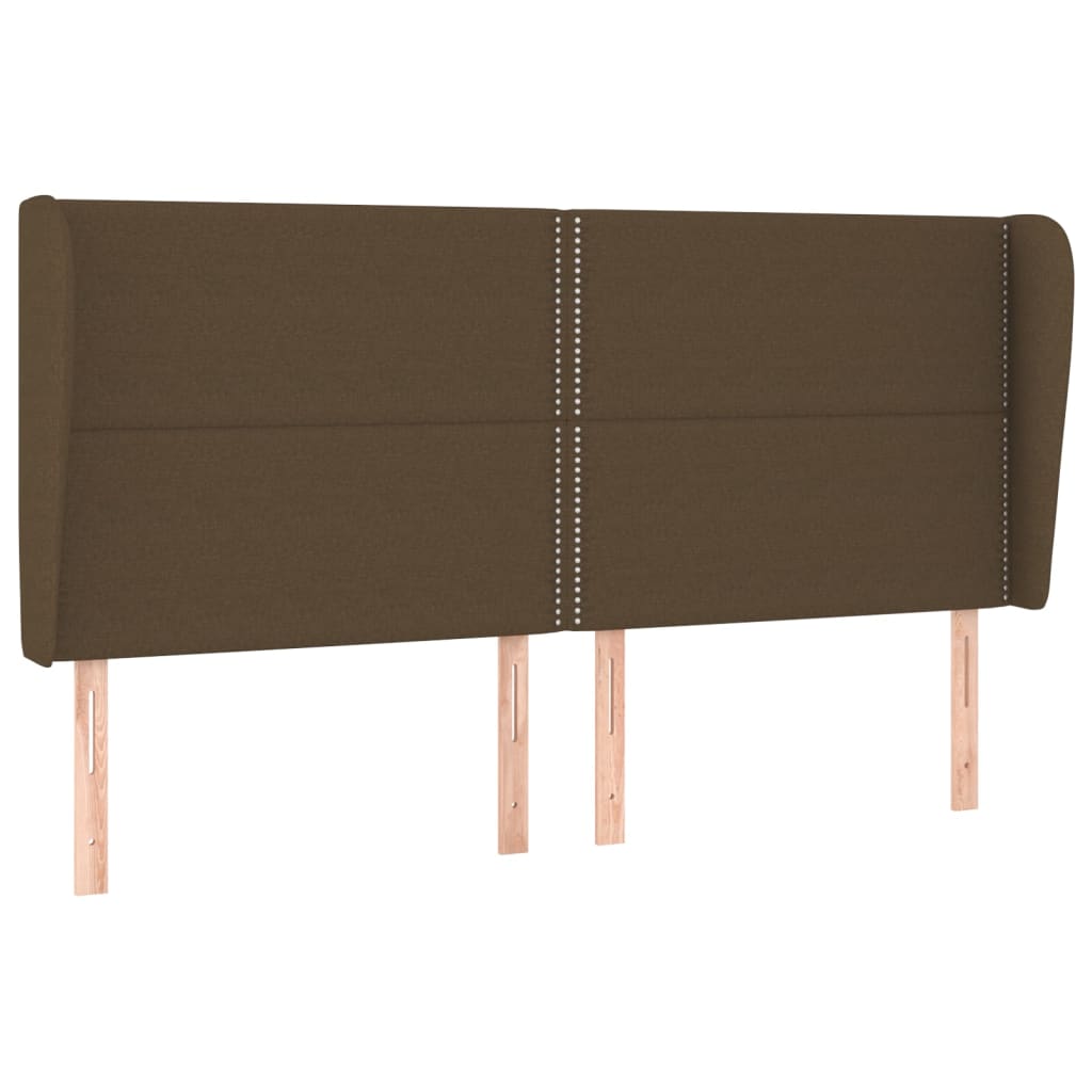 sengegavl med kanter 203x23x118/128 cm stof mørkebrun