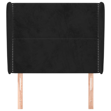 sengegavl med kanter 83x23x118/128 cm fløjl sort