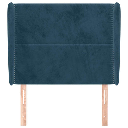 sengegavl med kanter 83x23x118/128 cm fløjl mørkeblå