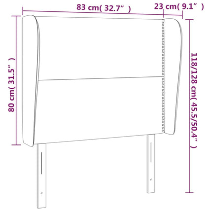 sengegavl med kanter 83x23x118/128 cm fløjl pink