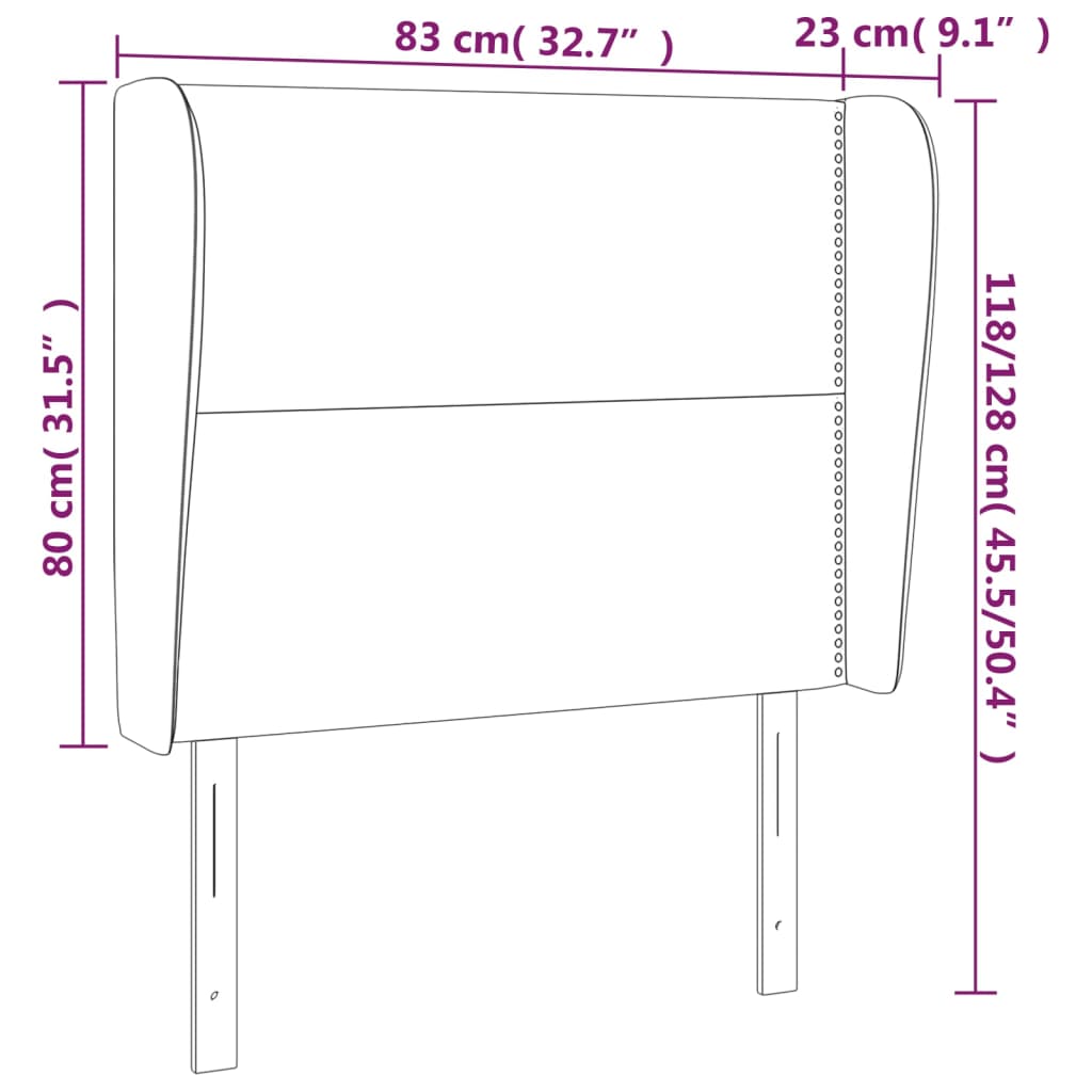 sengegavl med kanter 83x23x118/128 cm fløjl pink