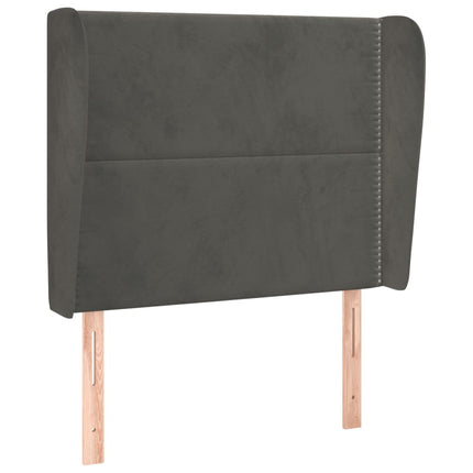 sengegavl med kanter 93x23x118/128 cm fløjl mørkegrå