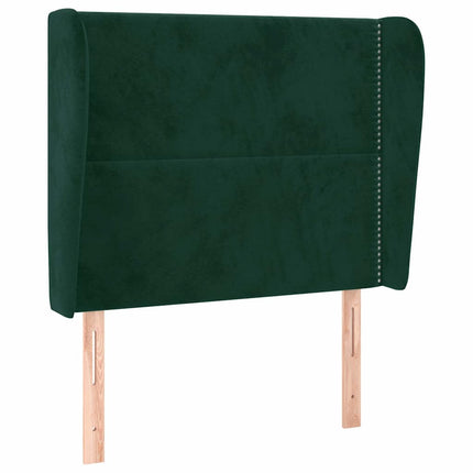 sengegavl med kanter 93x23x118/128 cm fløjl mørkegrøn