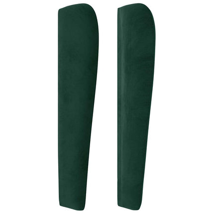 sengegavl med kanter 93x23x118/128 cm fløjl mørkegrøn