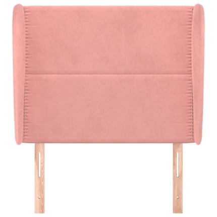 sengegavl med kanter 93x23x118/128 cm fløjl lyserød