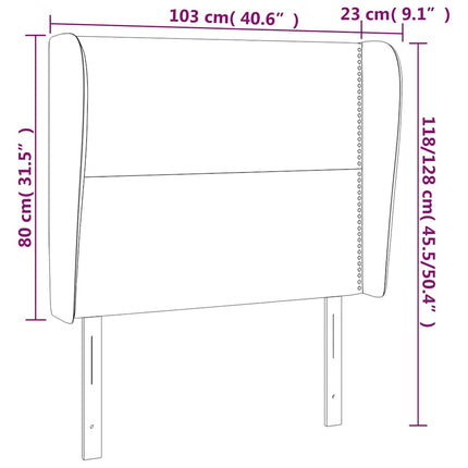 sengegavl med kanter 103x23x118/128 cm fløjl mørkegrøn