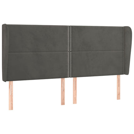 sengegavl med kanter 163x23x118/128 cm fløjl mørkegrå
