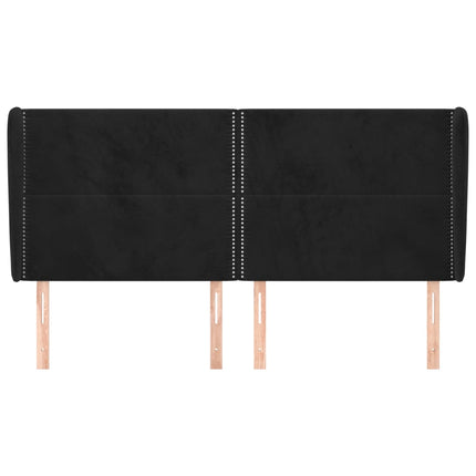 sengegavl med kanter 163x23x118/128 cm fløjl sort