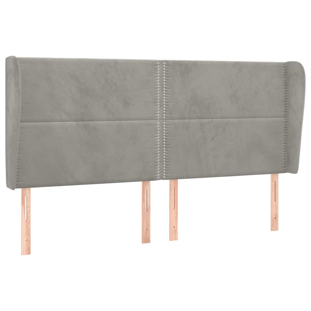 sengegavl med kanter 203x23x118/128 cm fløjl lysegrå