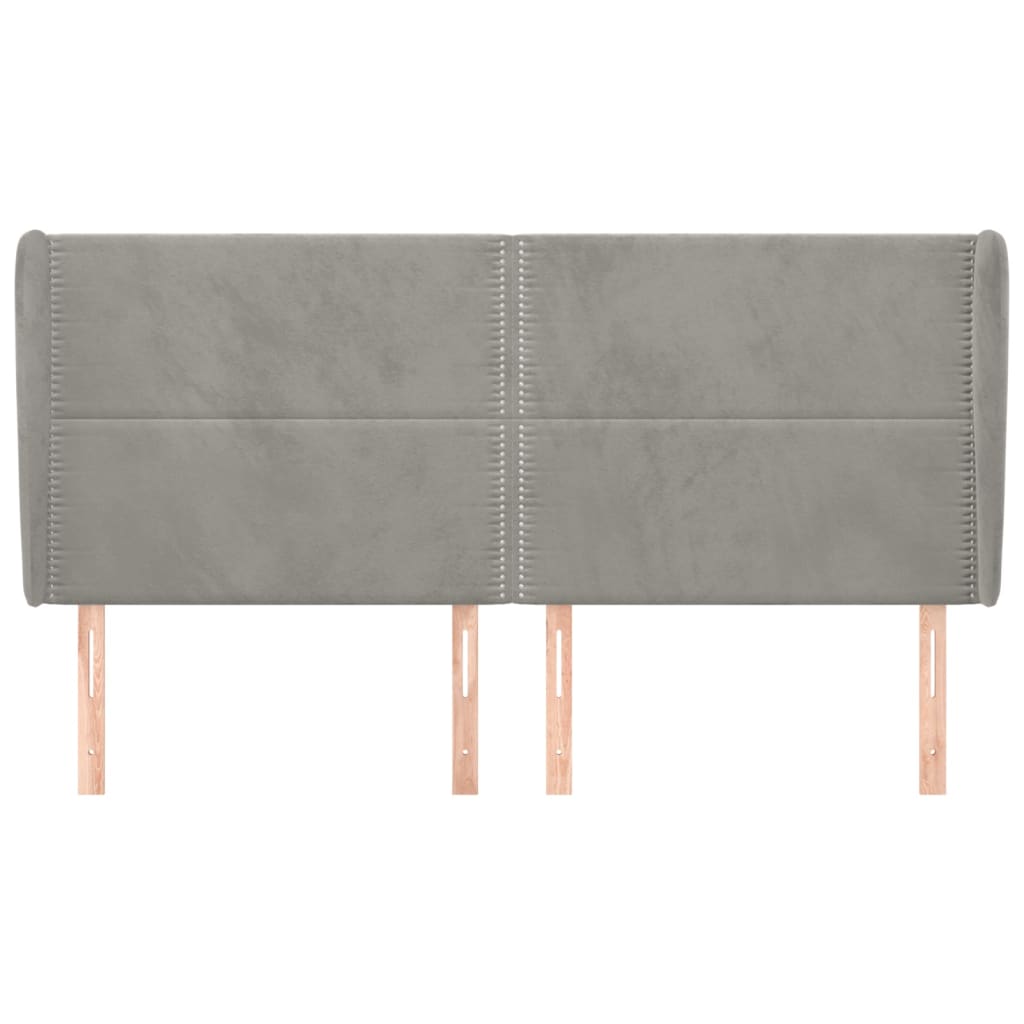 sengegavl med kanter 203x23x118/128 cm fløjl lysegrå