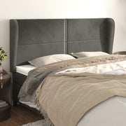 sengegavl med kanter 203x23x118/128 cm fløjl mørkegrå