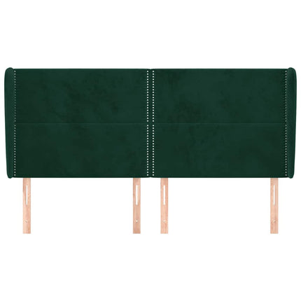 sengegavl med kanter 203x23x118/128 cm fløjl mørkegrøn