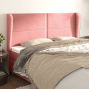 sengegavl med kanter 203x23x118/128 cm fløjl lyserød