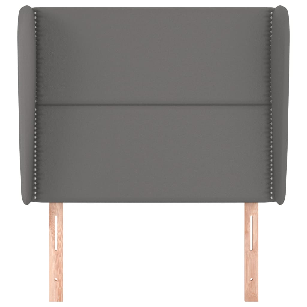 sengegavl med kanter 93x23x118/128 cm kunstlæder grå
