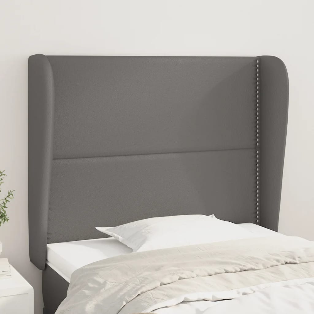 sengegavl med kanter 93x23x118/128 cm kunstlæder grå