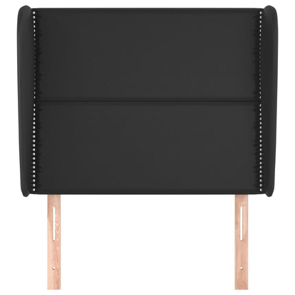 sengegavl med kanter 103x23x118/128 cm kunstlæder sort