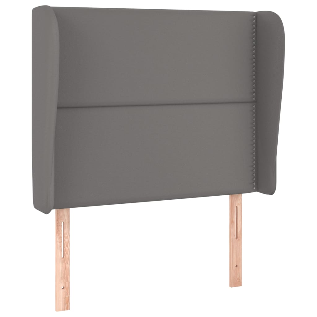 sengegavl med kanter 103x23x118/128 cm kunstlæder grå