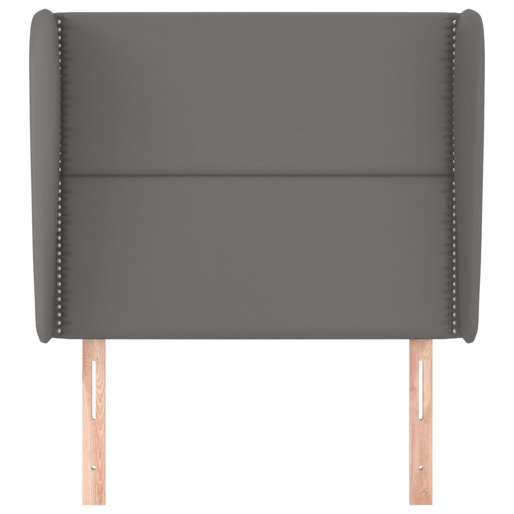 sengegavl med kanter 103x23x118/128 cm kunstlæder grå