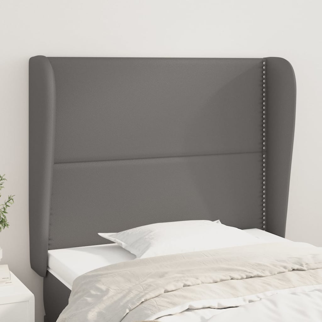 sengegavl med kanter 103x23x118/128 cm kunstlæder grå