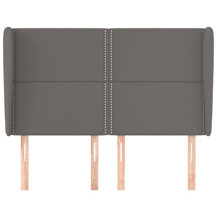 sengegavl med kanter 147x23x118/128 cm kunstlæder grå