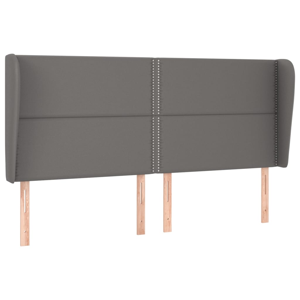 sengegavl med kanter 183x23x118/128 cm kunstlæder grå