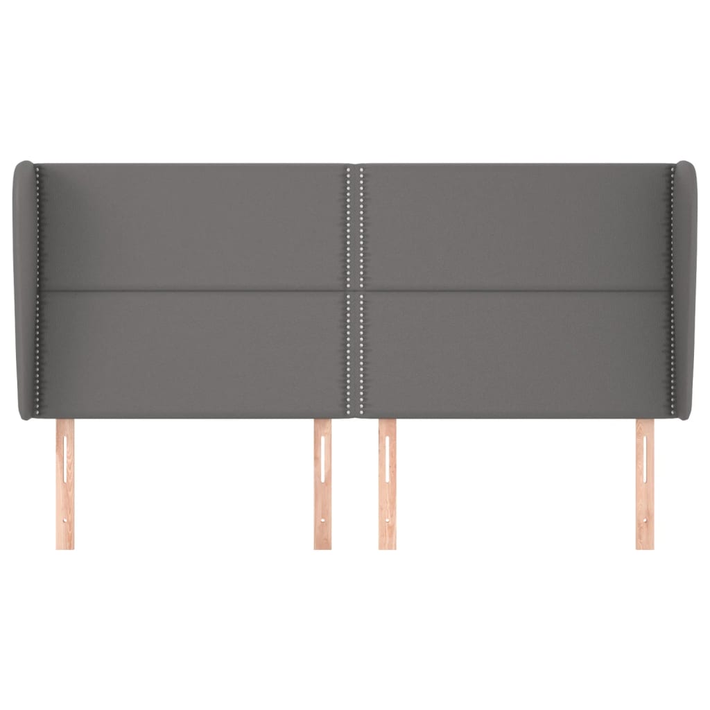 sengegavl med kanter 183x23x118/128 cm kunstlæder grå