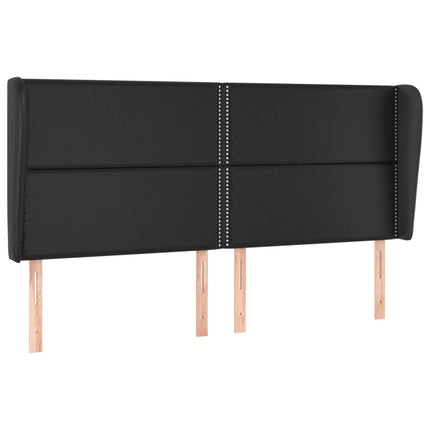 sengegavl med kanter 203x23x118/128 cm kunstlæder sort