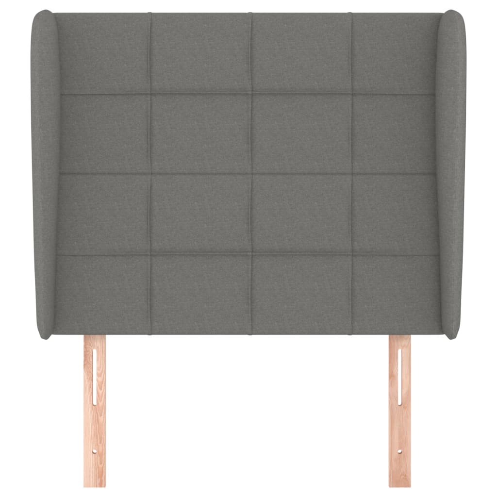 sengegavl med kanter 83x23x118/128 cm stof mørkegrå