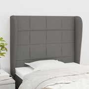 sengegavl med kanter 83x23x118/128 cm stof mørkegrå