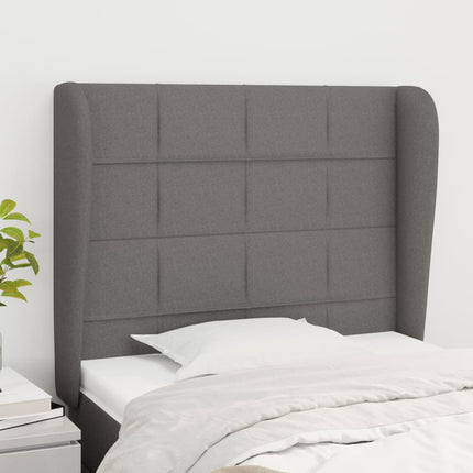 sengegavl med kanter 83x23x118/128 cm stof mørkegrå