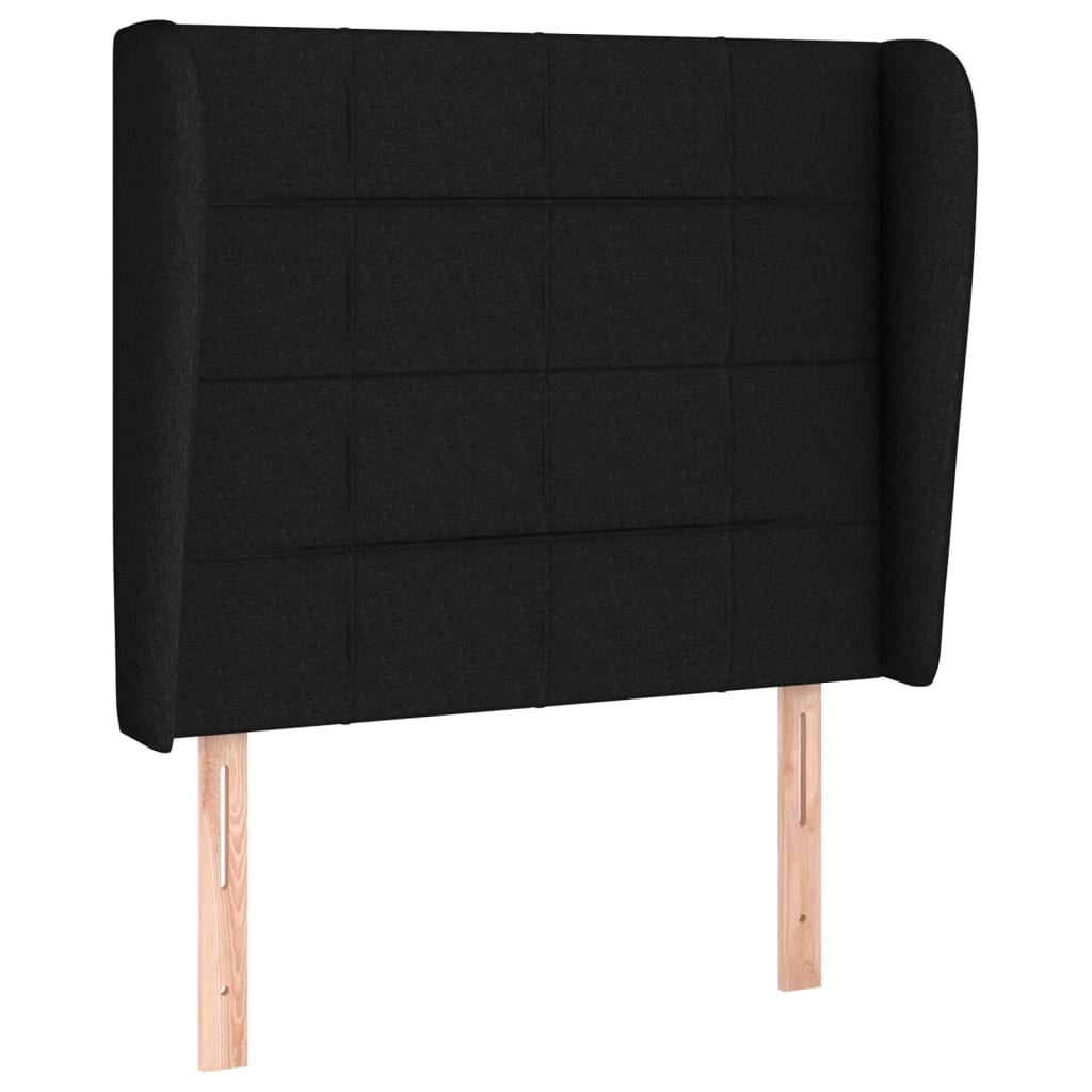 sengegavl med kanter 83x23x118/128 cm stof sort