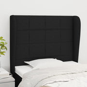 sengegavl med kanter 83x23x118/128 cm stof sort