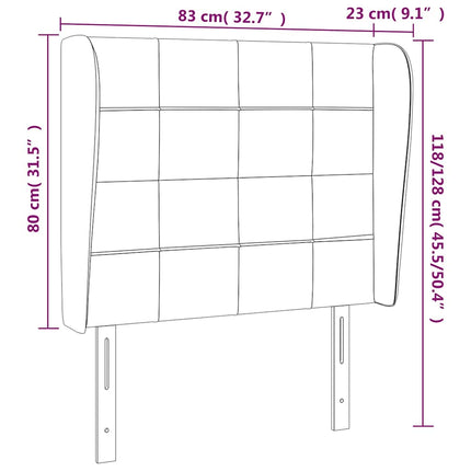 sengegavl med kanter 83x23x118/128 cm stof mørkebrun