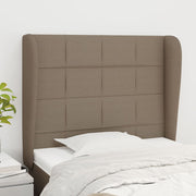 sengegavl med kanter 83x23x118/128 cm stof gråbrun