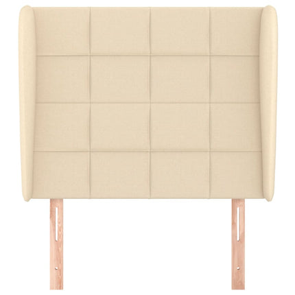 sengegavl med kanter 83x23x118/128 cm stof cremefarvet