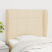 sengegavl med kanter 83x23x118/128 cm stof cremefarvet