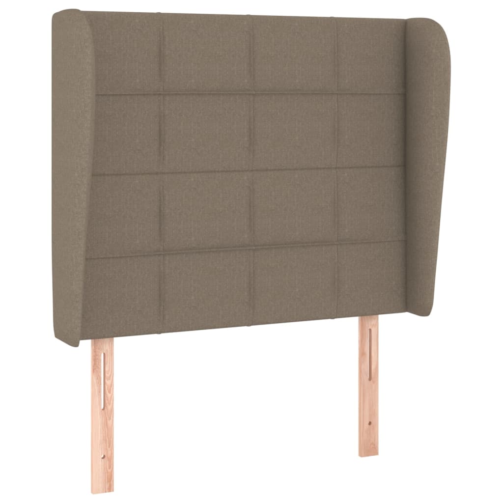 sengegavl med kanter 93x23x118/128 cm stof gråbrun