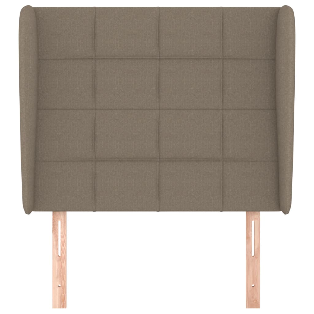 sengegavl med kanter 93x23x118/128 cm stof gråbrun