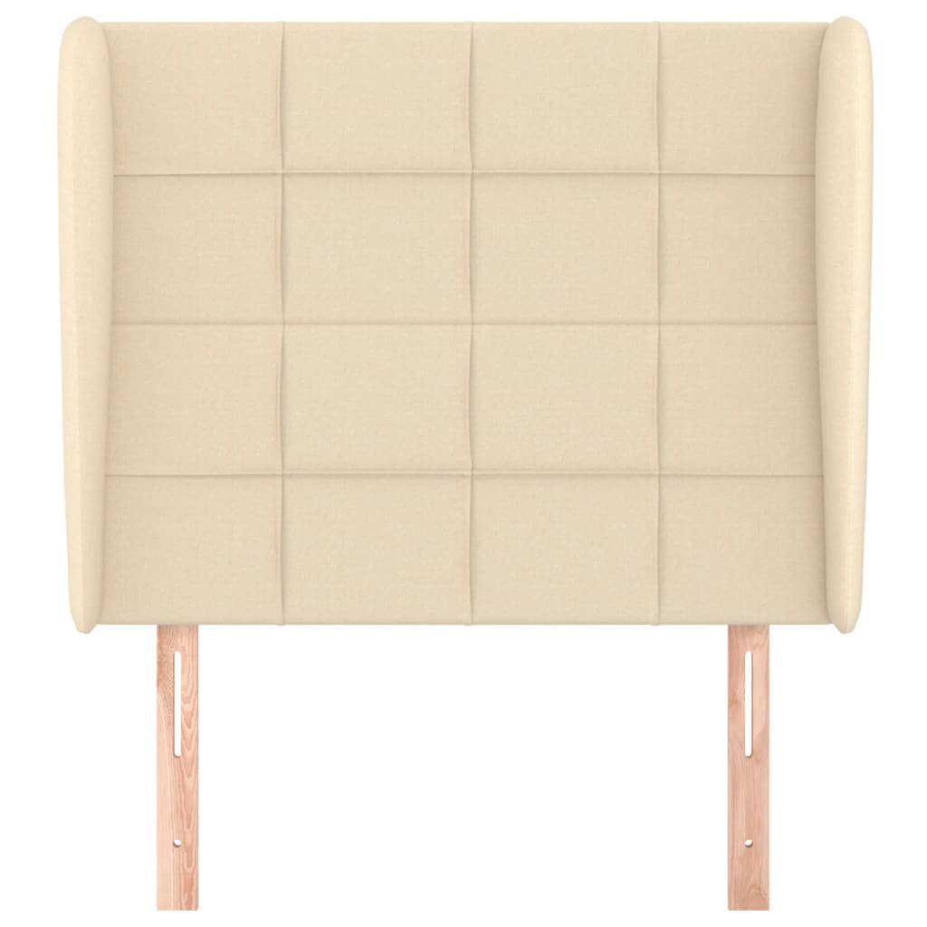 sengegavl med kanter 93x23x118/128 cm stof cremefarvet