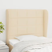 sengegavl med kanter 93x23x118/128 cm stof cremefarvet