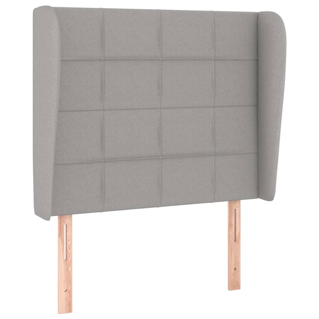 sengegavl med kanter 103x23x118/128 cm stof lysegrå