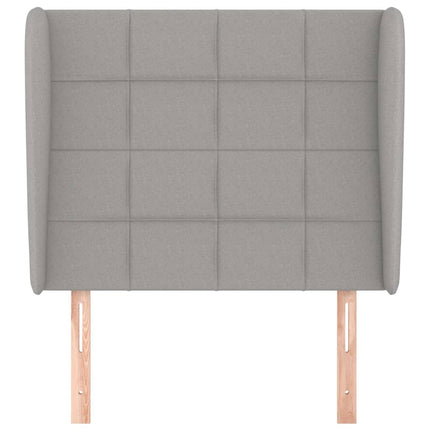 sengegavl med kanter 103x23x118/128 cm stof lysegrå