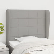 sengegavl med kanter 103x23x118/128 cm stof lysegrå