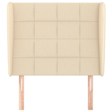 sengegavl med kanter 103x23x118/128 cm stof cremefarvet